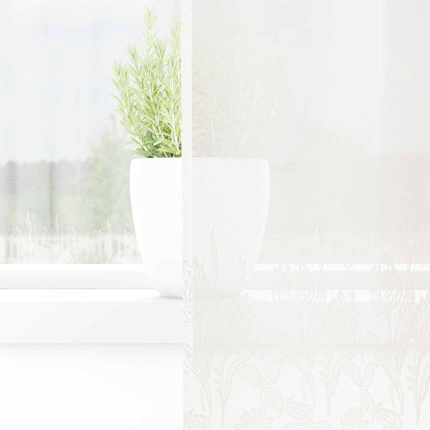 Lace Curtain with Curtains Floral White 280 x 200 cm Polyester