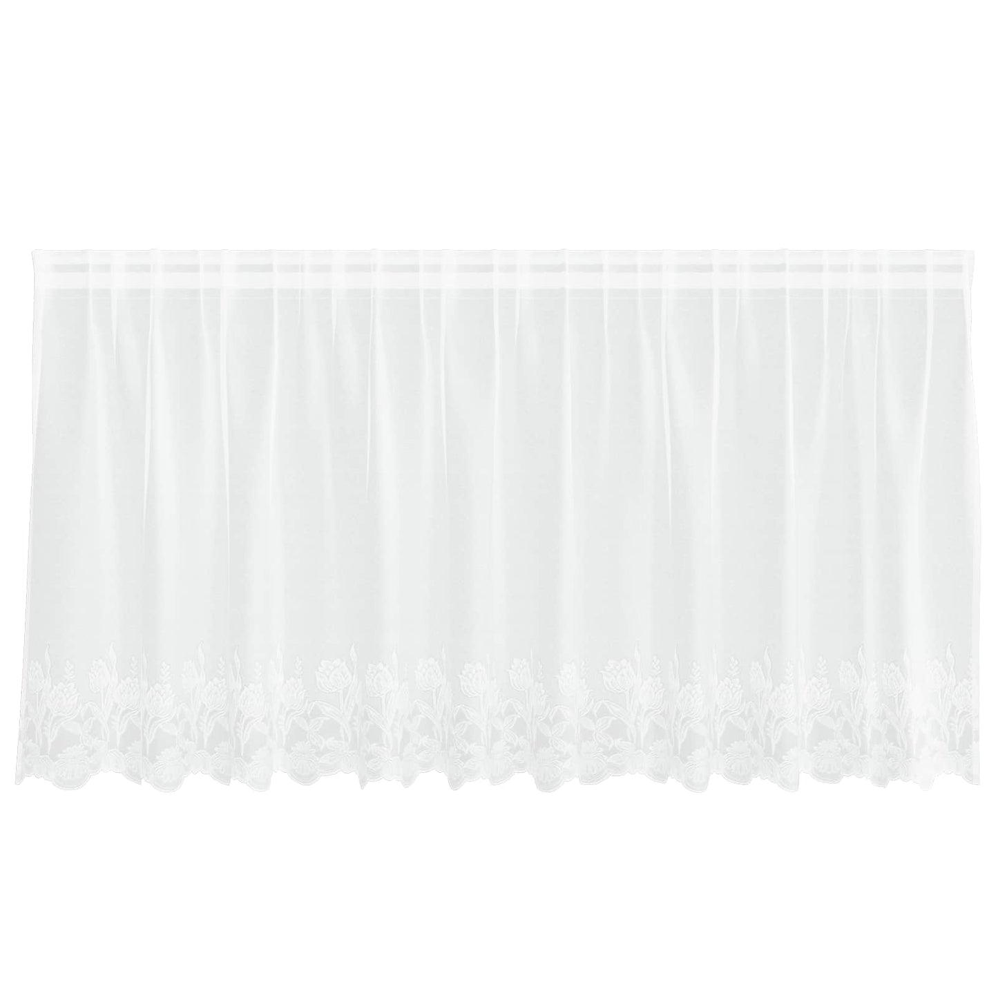 Lace Curtain with Curtains Floral White 100 x 300 cm Polyester