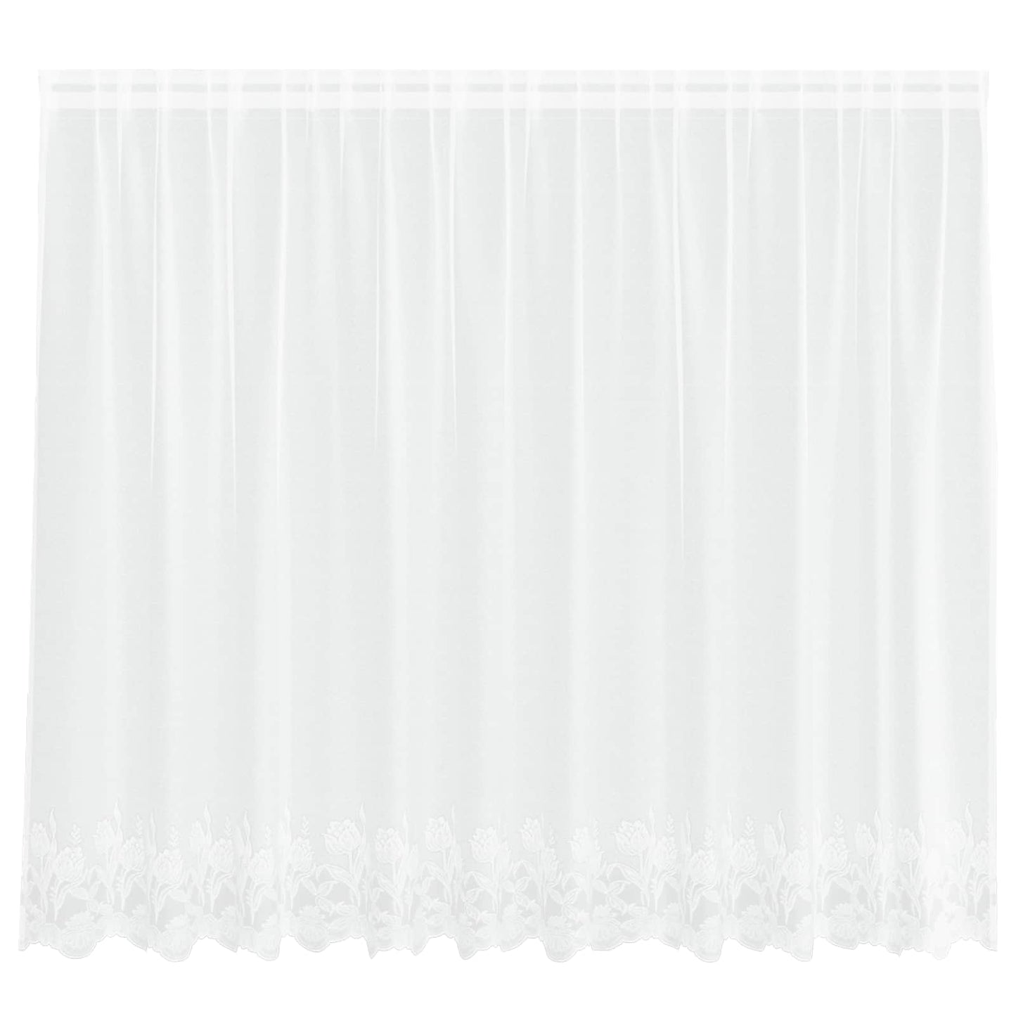 Lace Curtain with Curtains White 300 x 140 cm Polyester