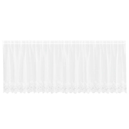 Lace Curtain with Curtains Floral White 100 x 400 cm Polyester