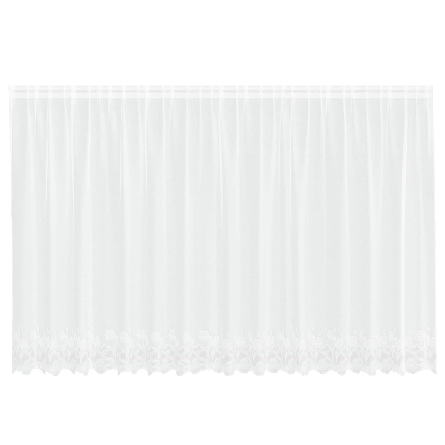 Lace Curtain with Curtains Floral White 140 x 400 cm Polyester
