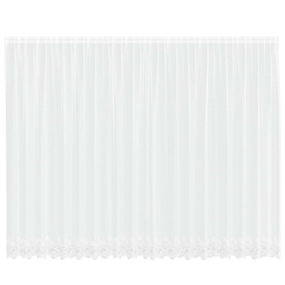 Lace Curtain with Curtains Floral White 220 x 500 cm Polyester