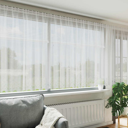 Lace Curtain with Curtains White 900 x 140 cm Polyester