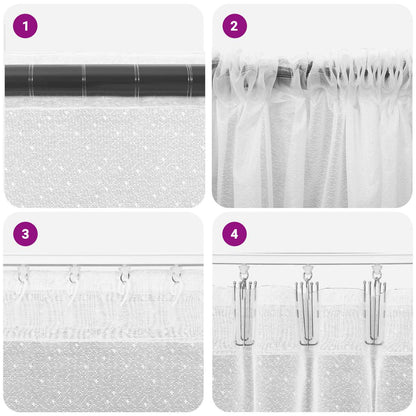 Lace Curtain with Curtains Floral White 80 x 1200 cm Polyester
