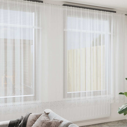 Lace Curtain with Curtains Floral White 260 x 1200 cm Polyester
