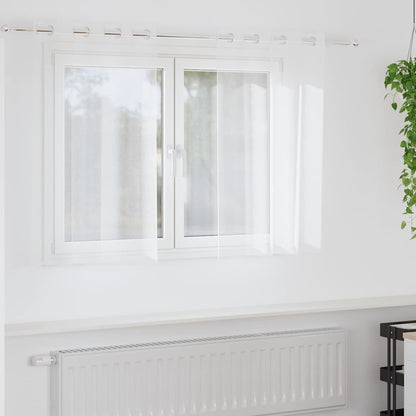 Voile Curtain with Curtains 2 pcs White 140 x 140 cm Polyester