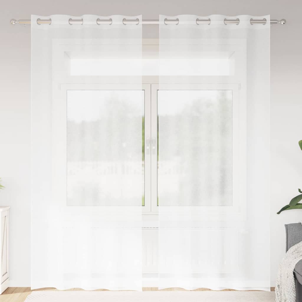 Voile Curtain with Curtains 2 pcs White 245 x 140 cm Polyester