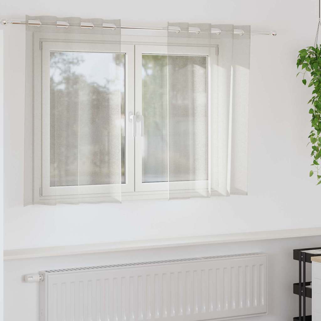 Voile Curtain with Curtains 2 pcs Cream 140 x 140 cm Polyester