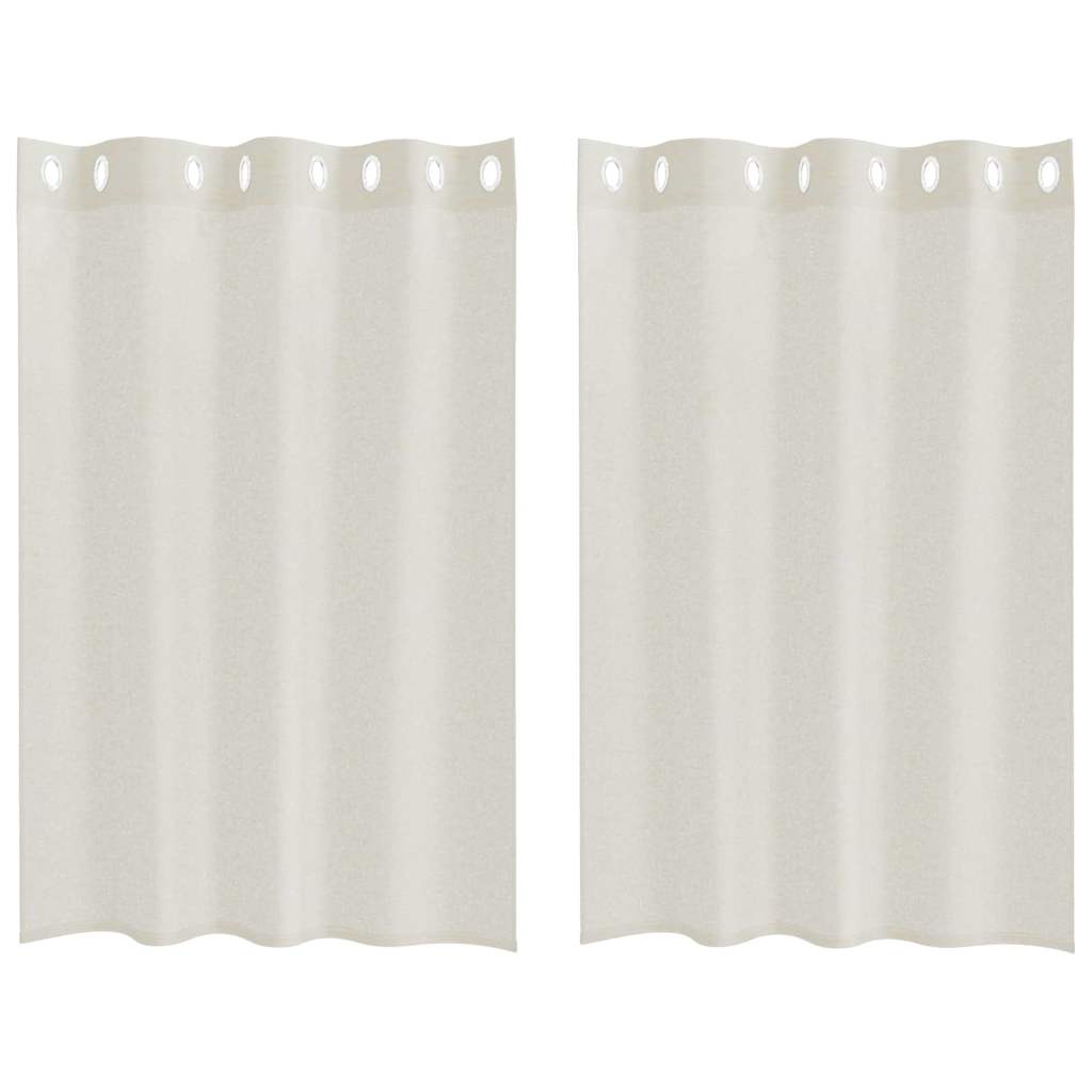 Voile Curtain with Curtains 2 pcs Cream 140 x 140 cm Polyester