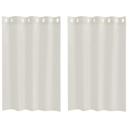 Voile Curtain with Curtains 2 pcs Cream 140 x 140 cm Polyester
