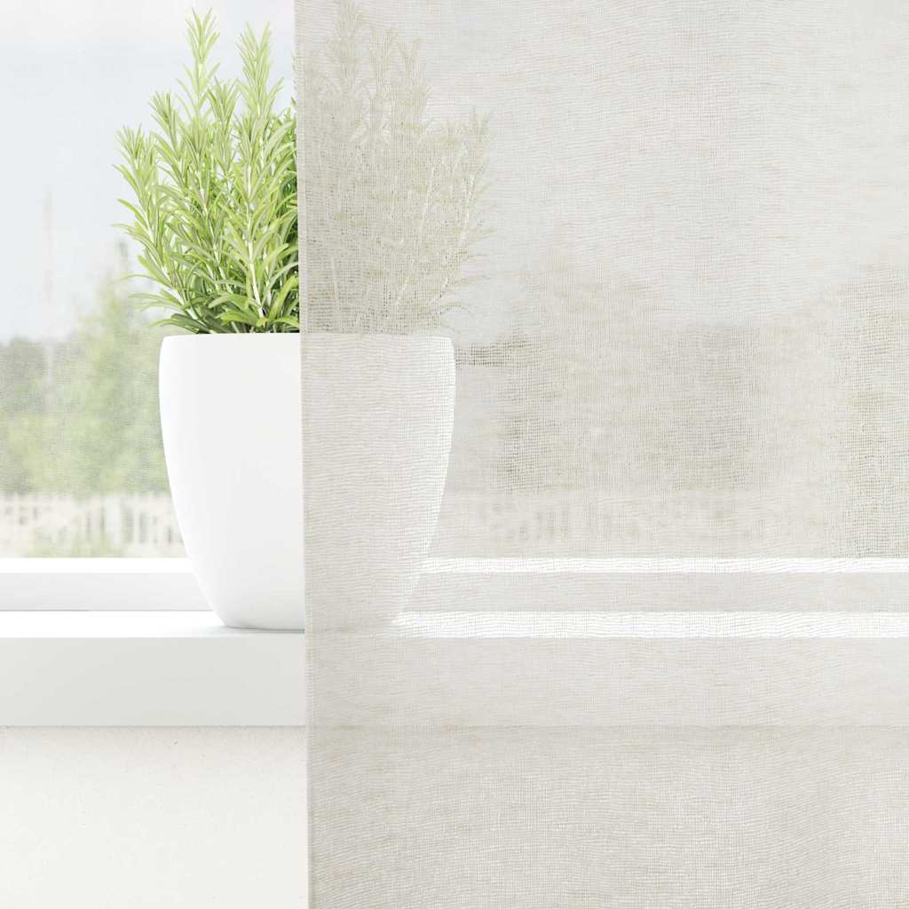 Voile Curtain with Curtains 2 pcs Cream 225 x 140 cm Polyester