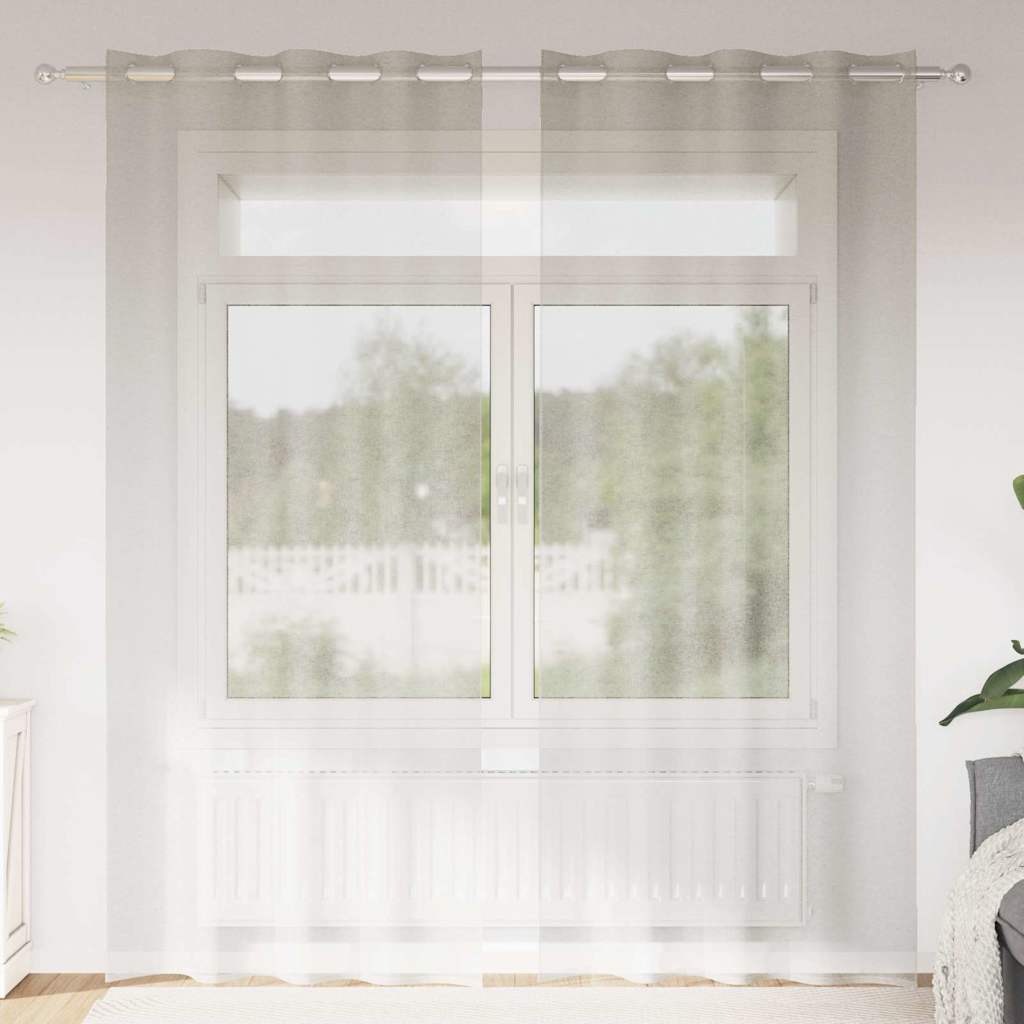Voile Curtain with Curtains 2 pcs Cream 225 x 140 cm Polyester