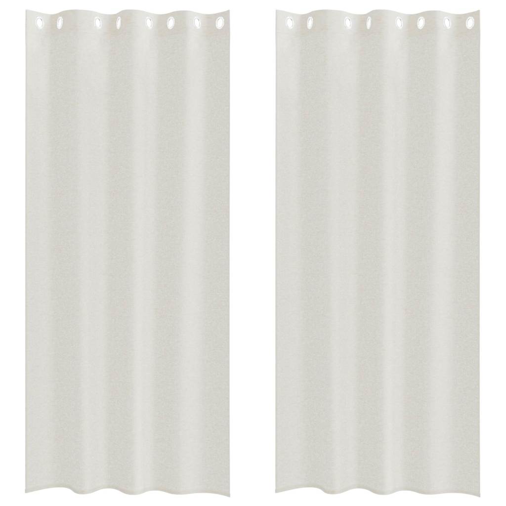 Voile Curtain with Curtains 2 pcs Cream 225 x 140 cm Polyester
