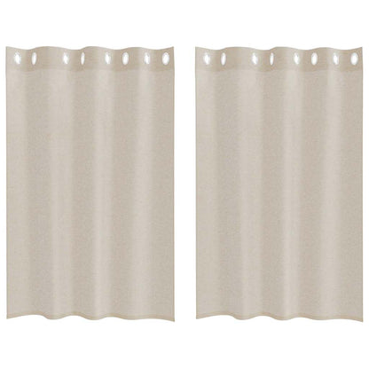 Voile Curtain with Curtains 2 pcs Sand 140 x 140 cm Polyester