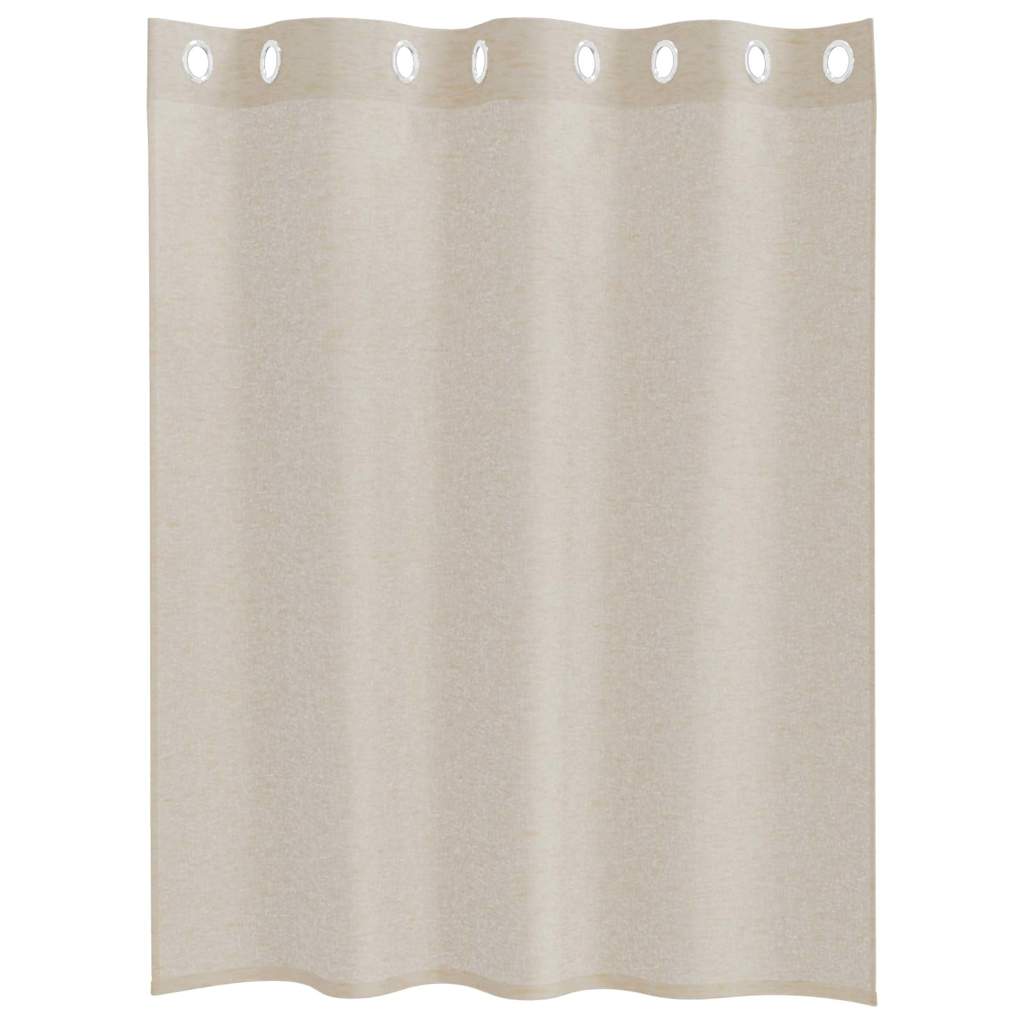 Voile Curtain with Curtains 2 pcs Sand 140 x 140 cm Polyester