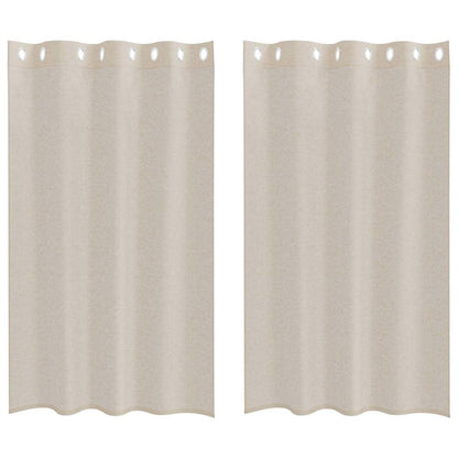 Voile Curtain with Curtains 2 pcs Sand 175 x 140 cm Polyester