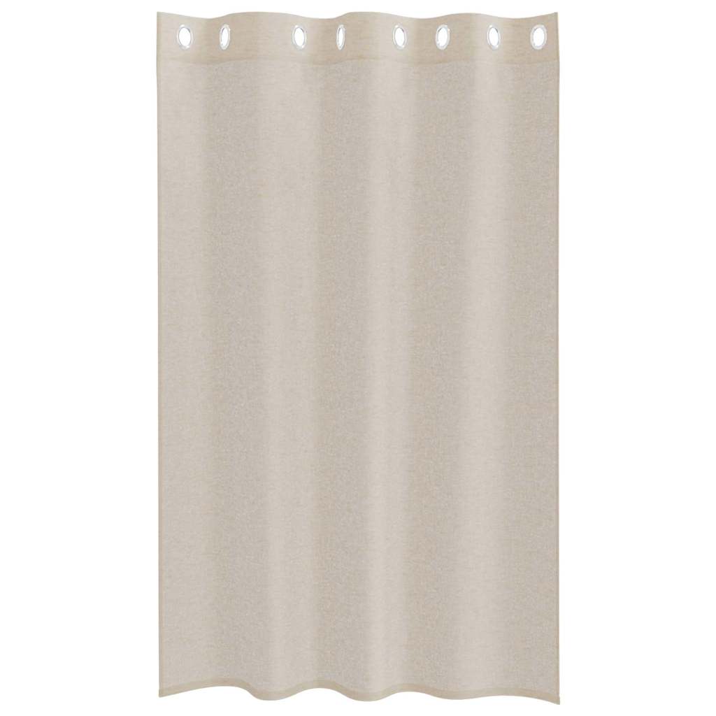 Voile Curtain with Curtains 2 pcs Sand 175 x 140 cm Polyester