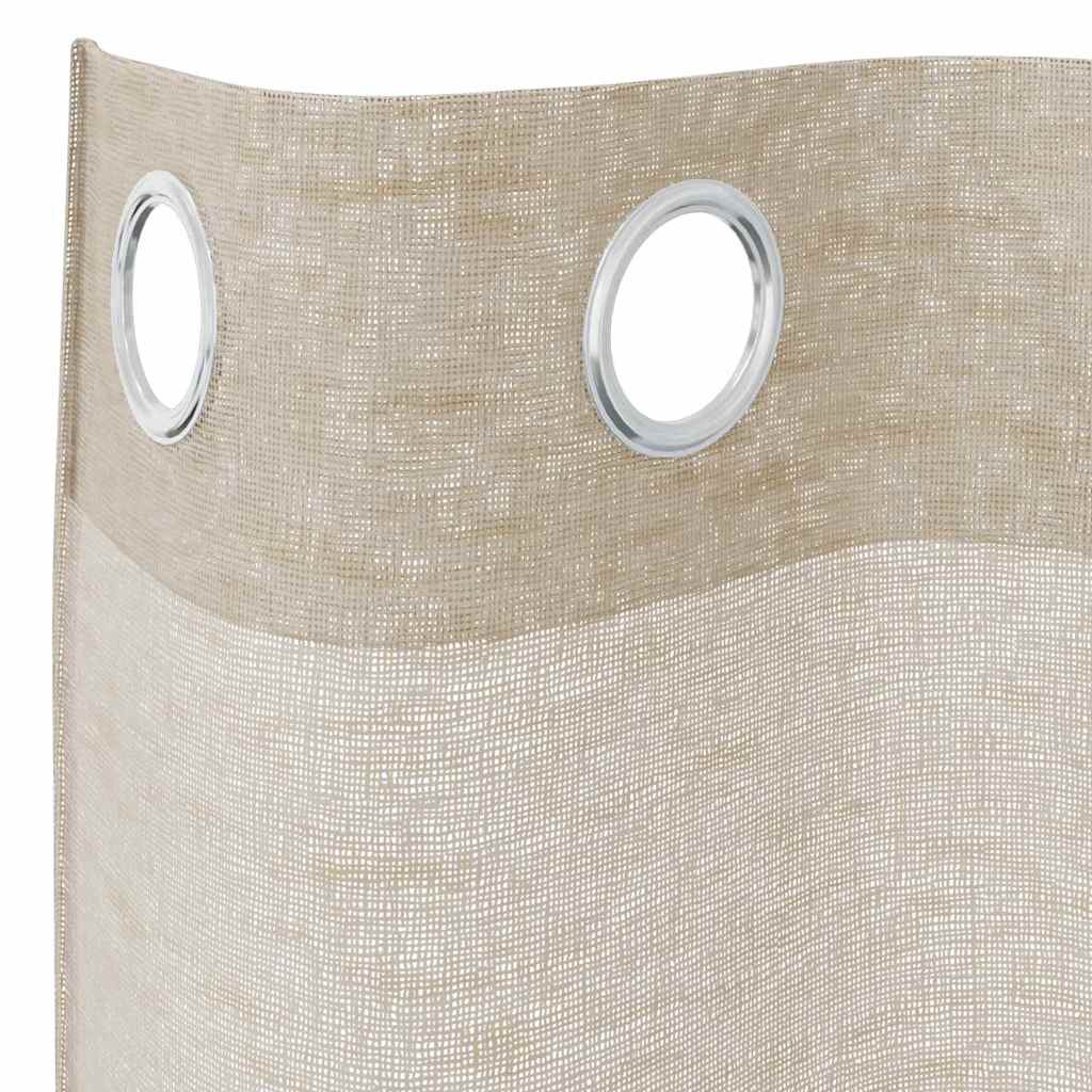 Voile Curtain with Curtains 2 pcs Sand 260 x 140 cm Polyester
