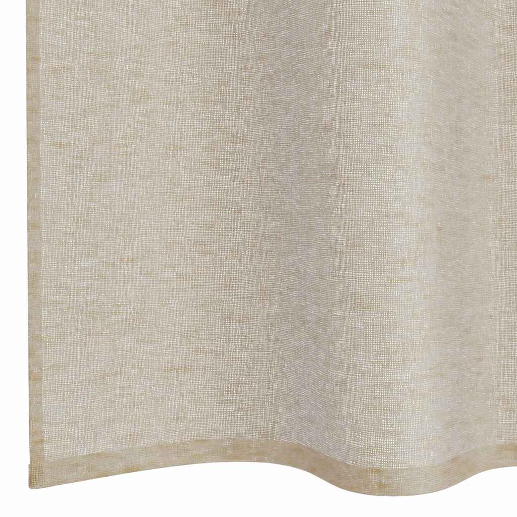 Voile Curtain with Curtains 2 pcs Sand 260 x 140 cm Polyester