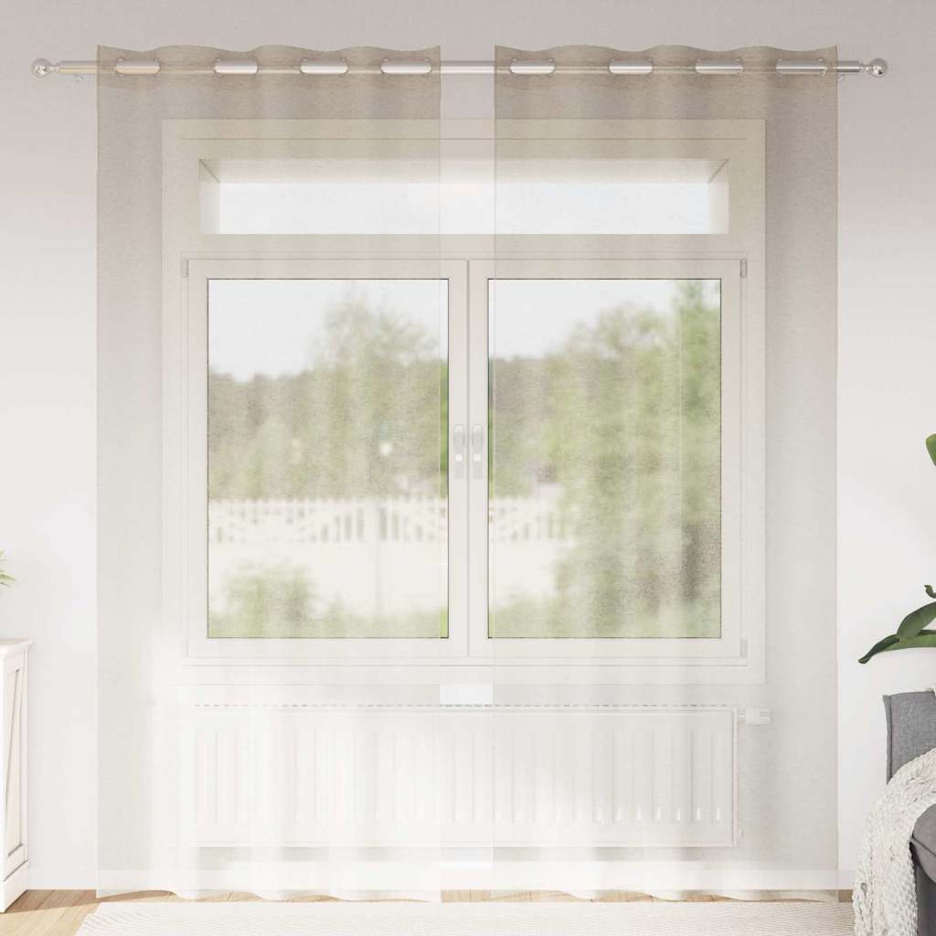 Voile Curtain with Curtains 2 pcs Sand 260 x 140 cm Polyester