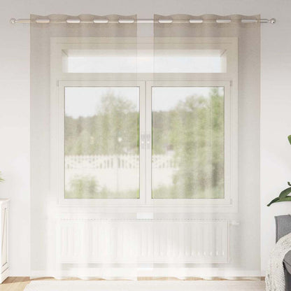 Voile Curtain with Curtains 2 pcs Sand 260 x 140 cm Polyester