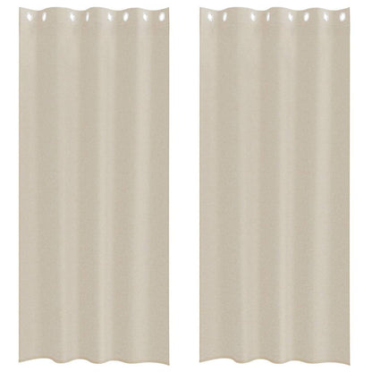 Voile Curtain with Curtains 2 pcs Sand 260 x 140 cm Polyester