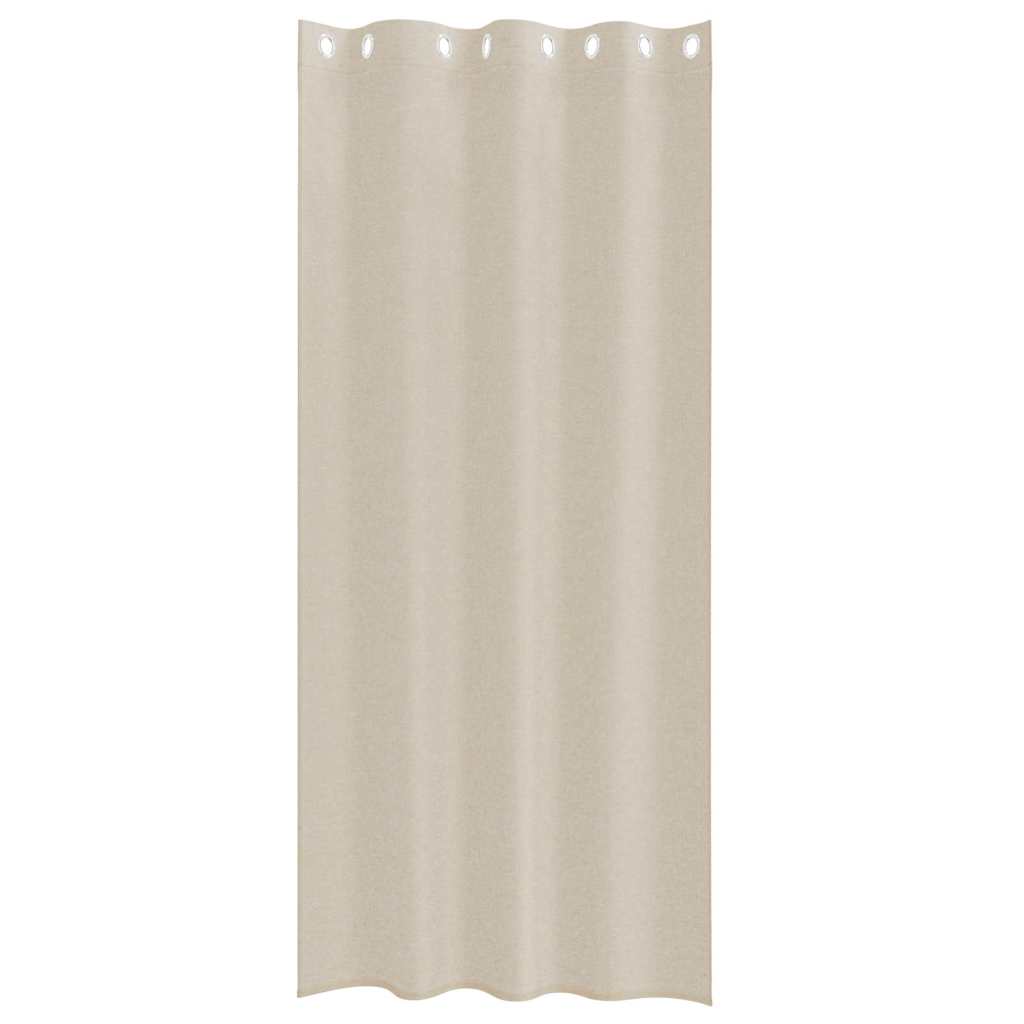 Voile Curtain with Curtains 2 pcs Sand 260 x 140 cm Polyester