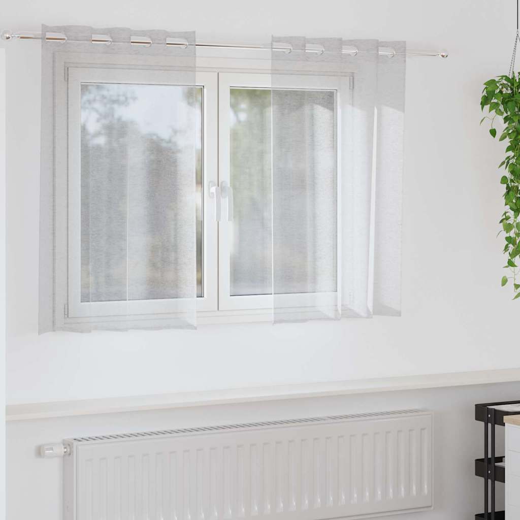 Voile Curtain 2 pcs Light Grey 140 x 140 cm Polyester