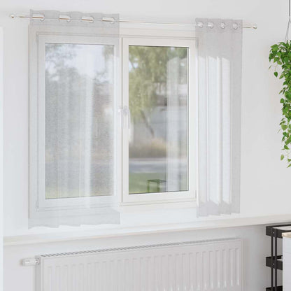 Voile Curtain 2 pcs Light Grey 175 x 140 cm Polyester