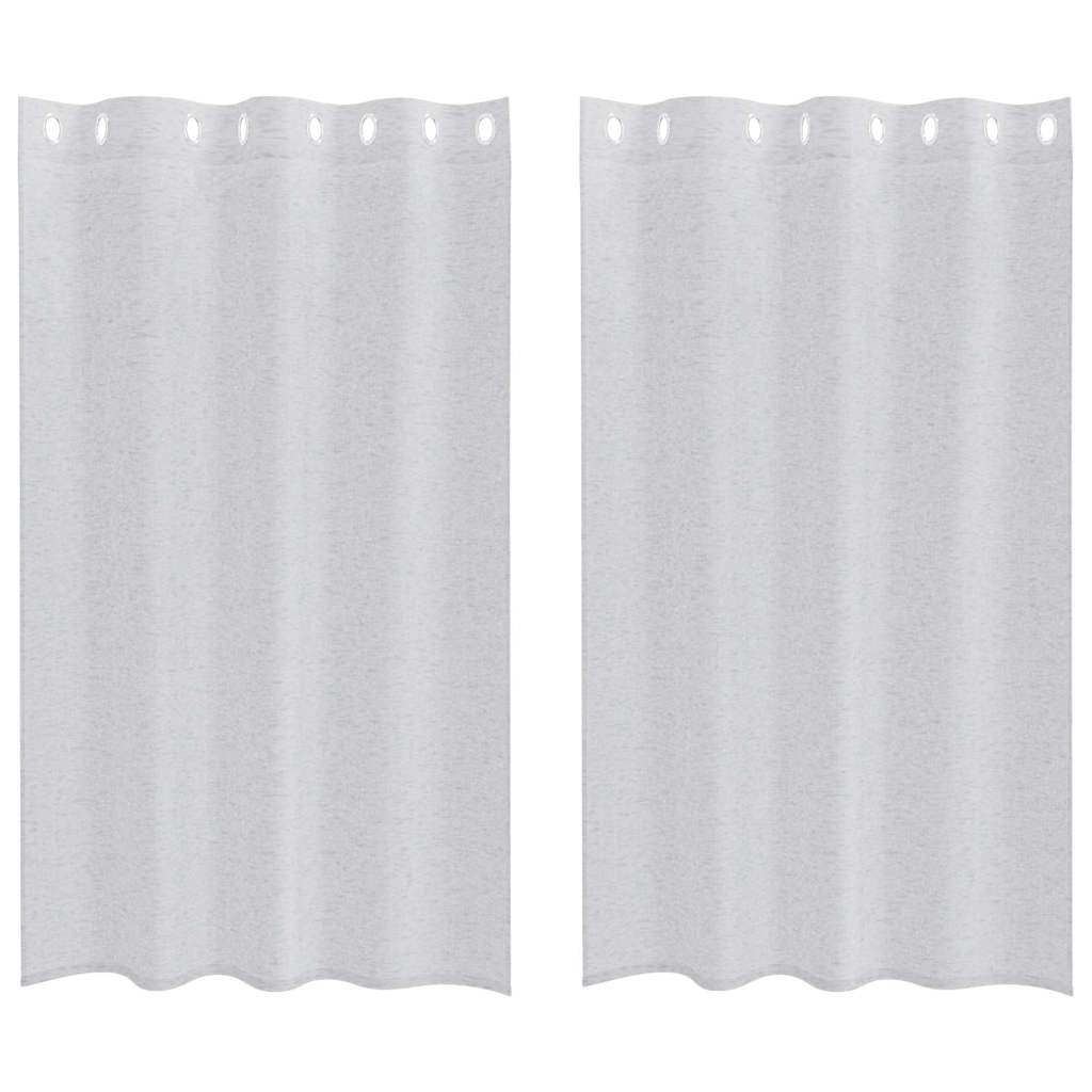 Voile Curtain 2 pcs Light Grey 175 x 140 cm Polyester