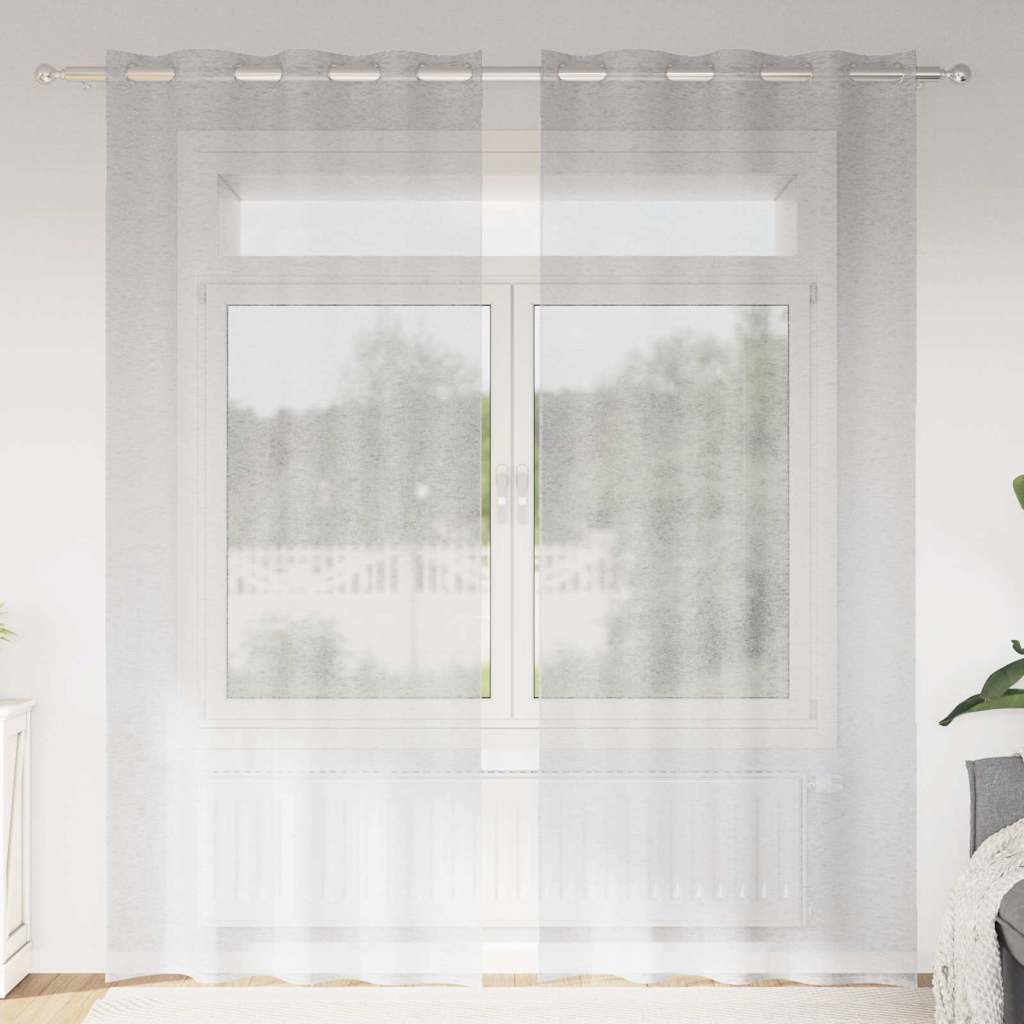 Voile Curtain 2 pcs Light Grey 260 x 140 cm Polyester