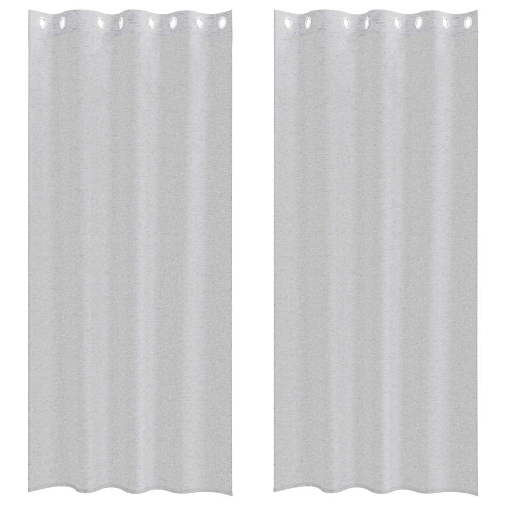 Voile Curtain 2 pcs Light Grey 260 x 140 cm Polyester