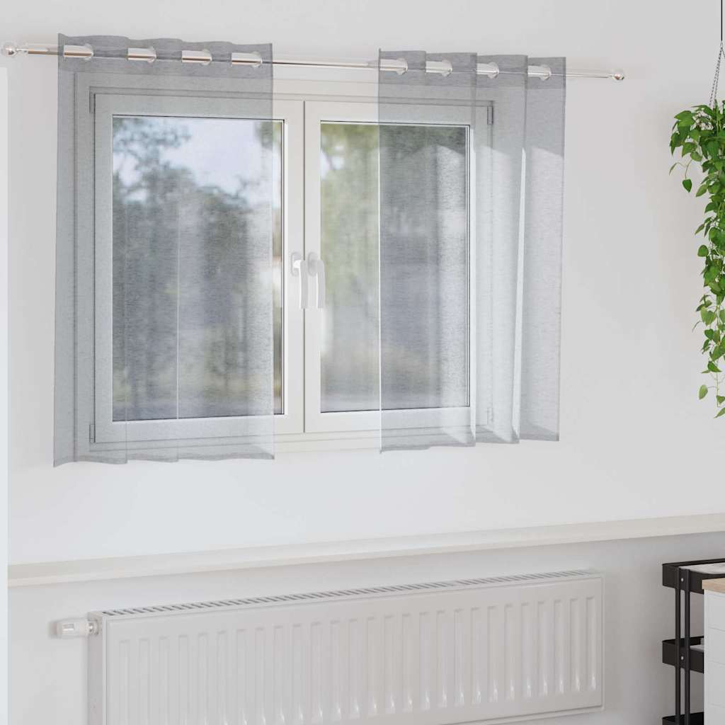 Voile Curtain 2 pcs Dark Grey 140 x 140 cm Polyester