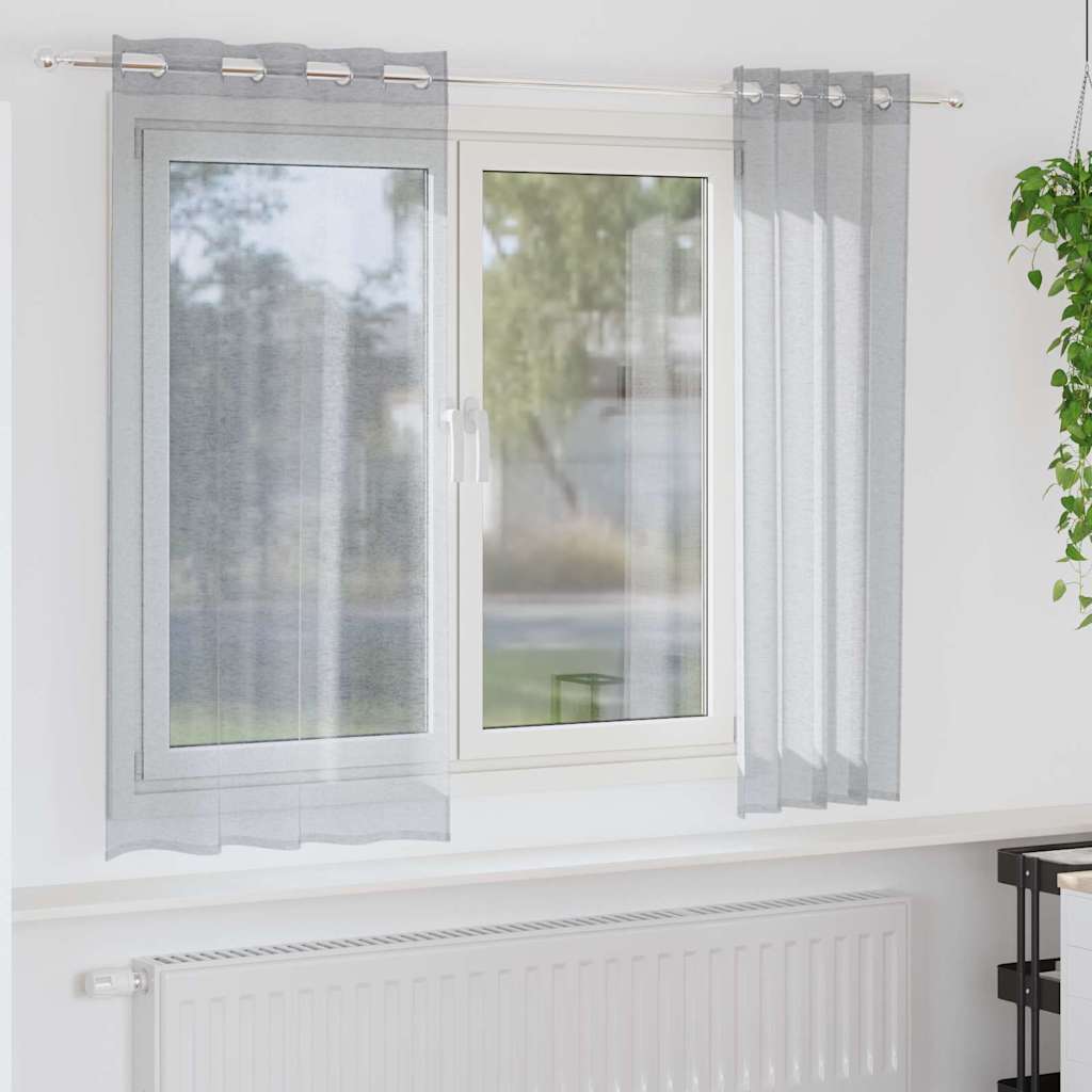Voile Curtain 2 pcs Dark Grey 175 x 140 cm Polyester