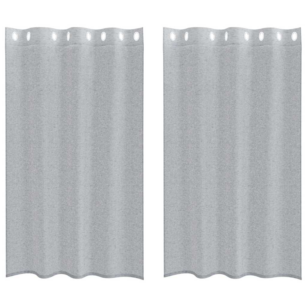 Voile Curtain 2 pcs Dark Grey 175 x 140 cm Polyester