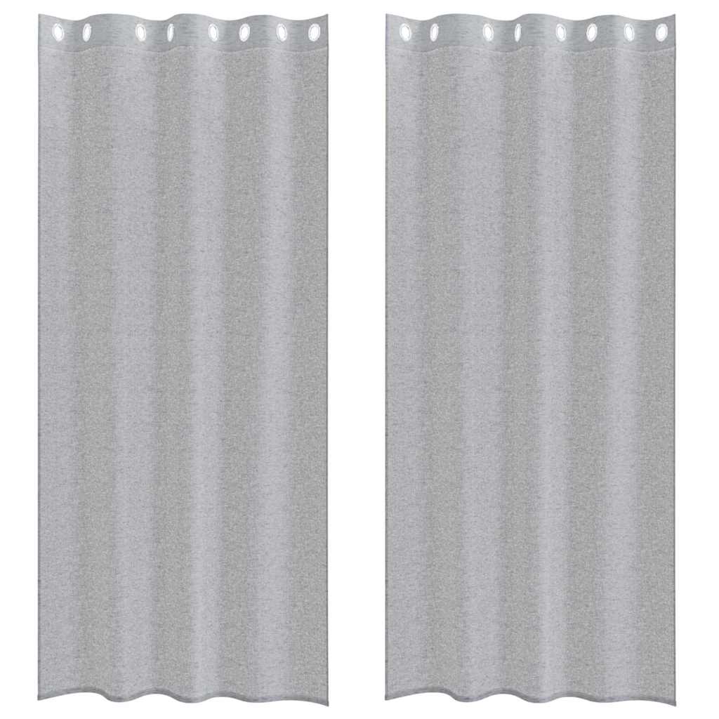 Voile Curtain 2 pcs Dark Grey 225 x 140 cm Polyester