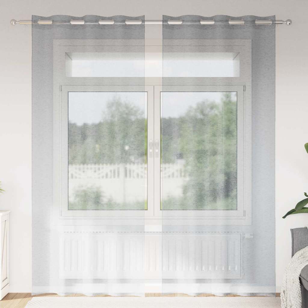 Voile Curtain 2 pcs Dark Grey 245 x 140 cm Polyester