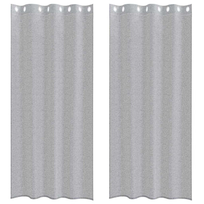 Voile Curtain 2 pcs Dark Grey 245 x 140 cm Polyester