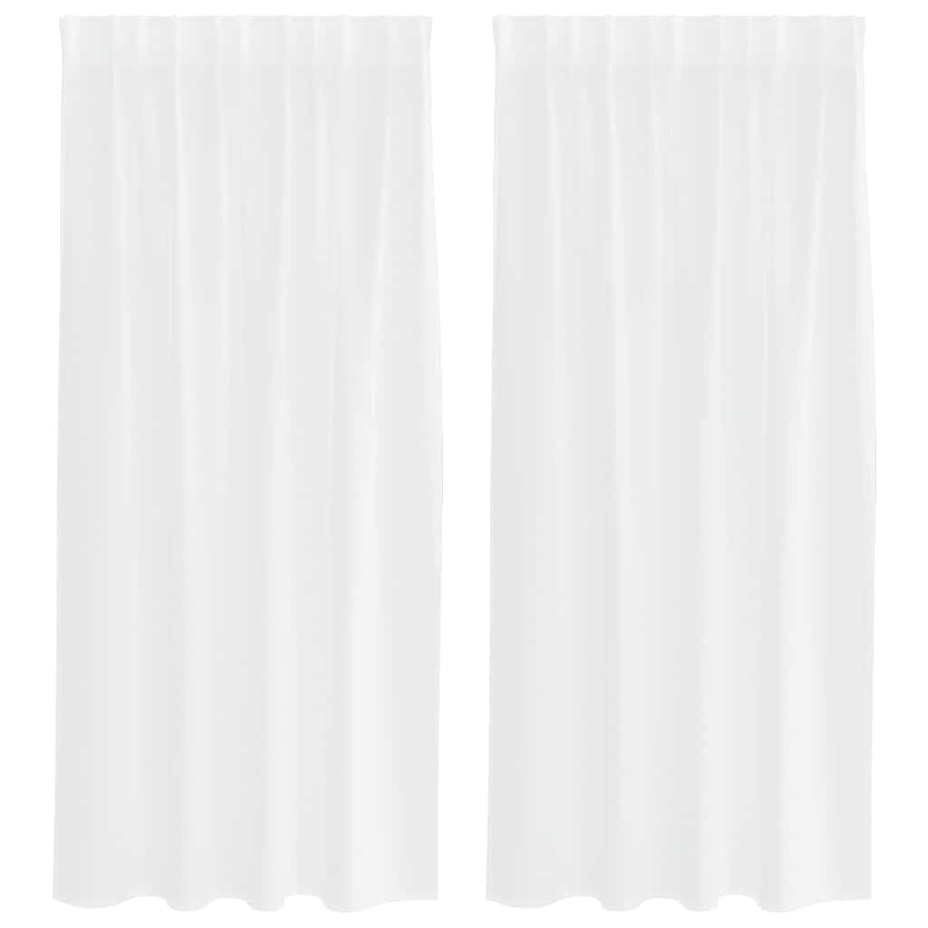 Voile Curtain with Curtains 2 pcs White 175 x 140 cm Polyester
