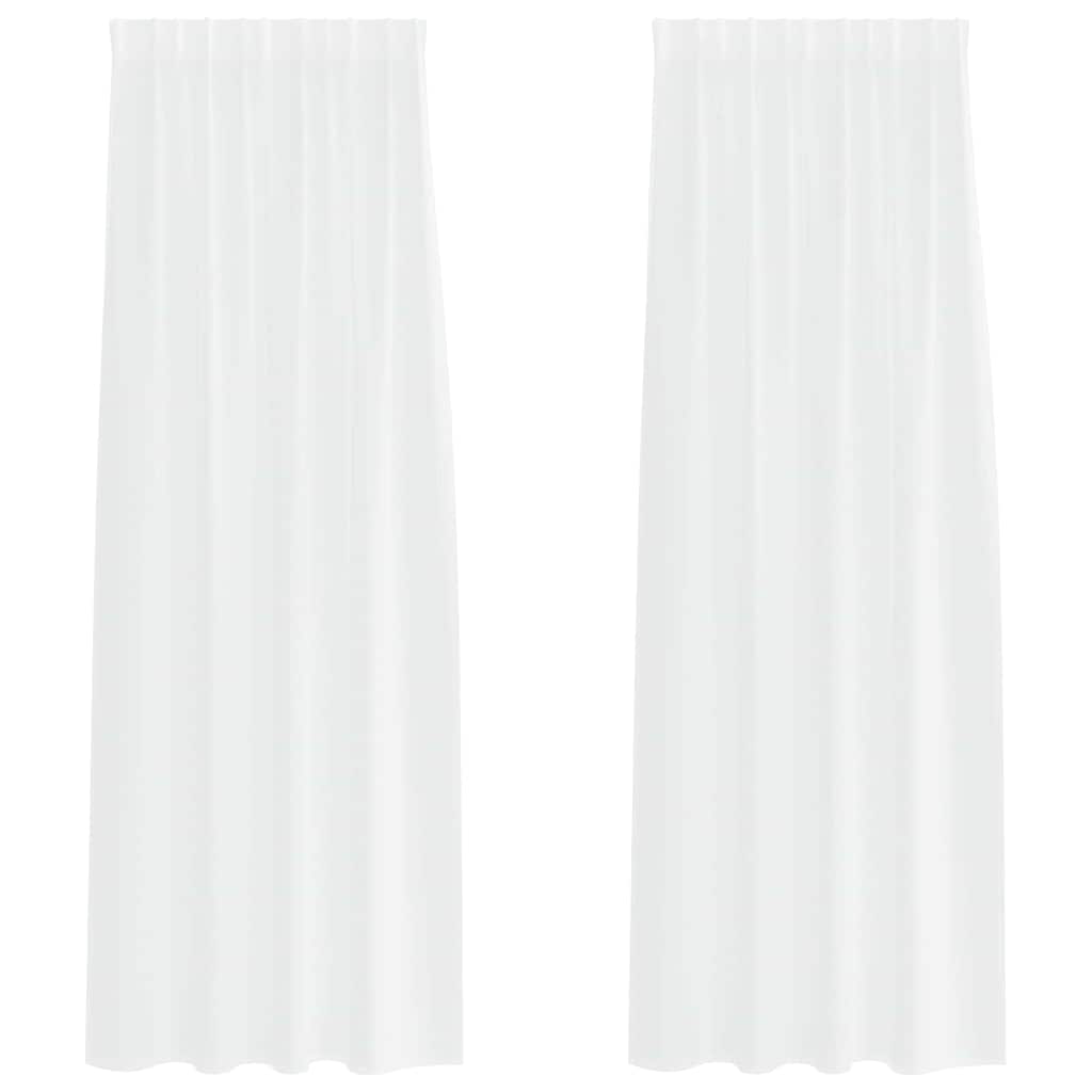 Voile Curtain with Curtains 2 pcs White 245 x 140 cm Polyester