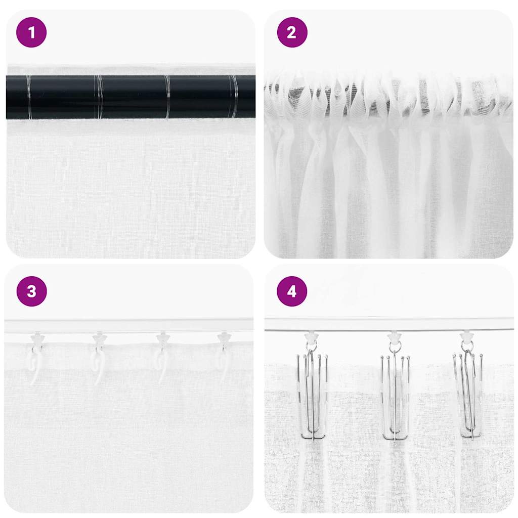 Voile Curtain with Curtains 2 pcs White 260 x 140 cm Polyester