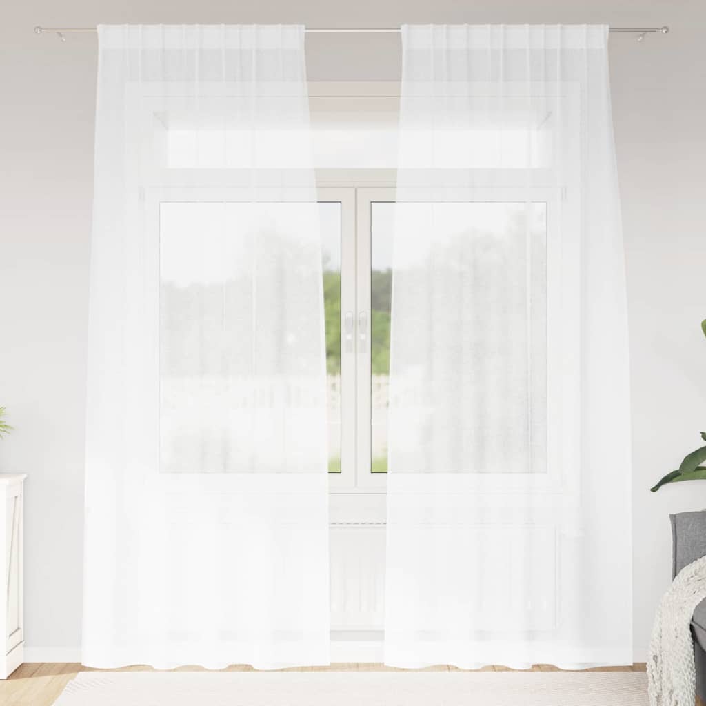 Voile Curtain with Curtains 2 pcs White 260 x 140 cm Polyester