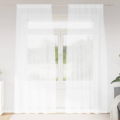 Voile Curtain with Curtains 2 pcs White 260 x 140 cm Polyester