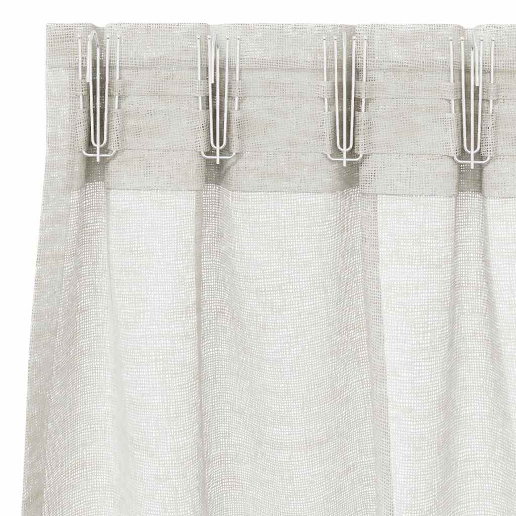 Voile Curtain with Curtains 2 pcs Cream 175 x 140 cm Polyester