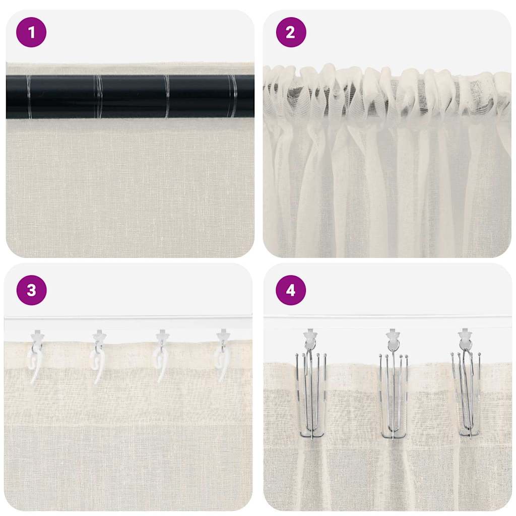 Voile Curtain with Curtains 2 pcs Cream 175 x 140 cm Polyester