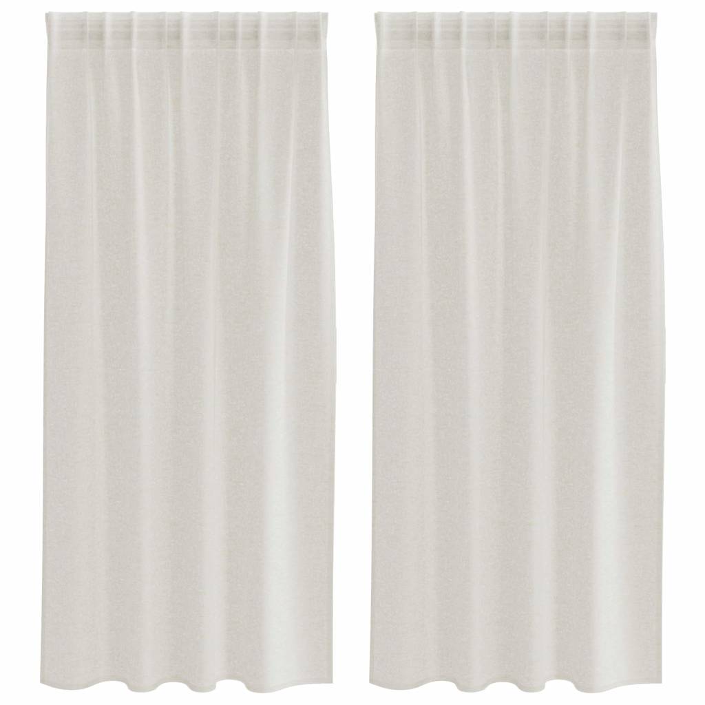 Voile Curtain with Curtains 2 pcs Cream 175 x 140 cm Polyester