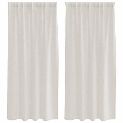 Voile Curtain with Curtains 2 pcs Cream 175 x 140 cm Polyester