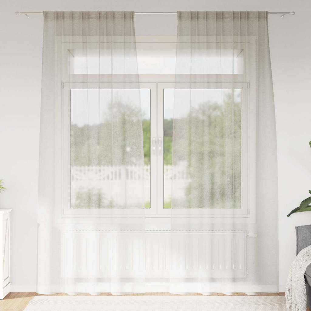 Voile Curtain with Curtains 2 pcs Cream 245 x 140 cm Polyester