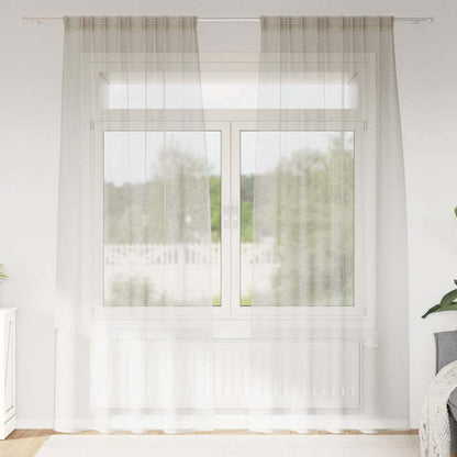 Voile Curtain with Curtains 2 pcs Cream 245 x 140 cm Polyester