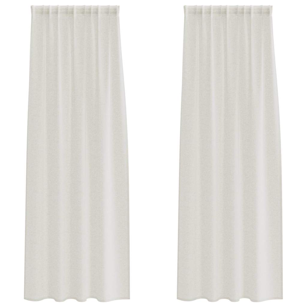 Voile Curtain with Curtains 2 pcs Cream 245 x 140 cm Polyester
